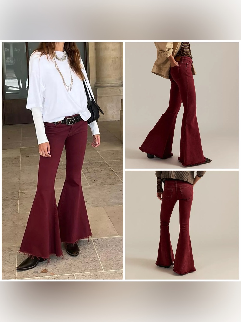 NWT Free People We The Free Emre Low-Rise Flare Jeans - Red Bark Maroon - 28